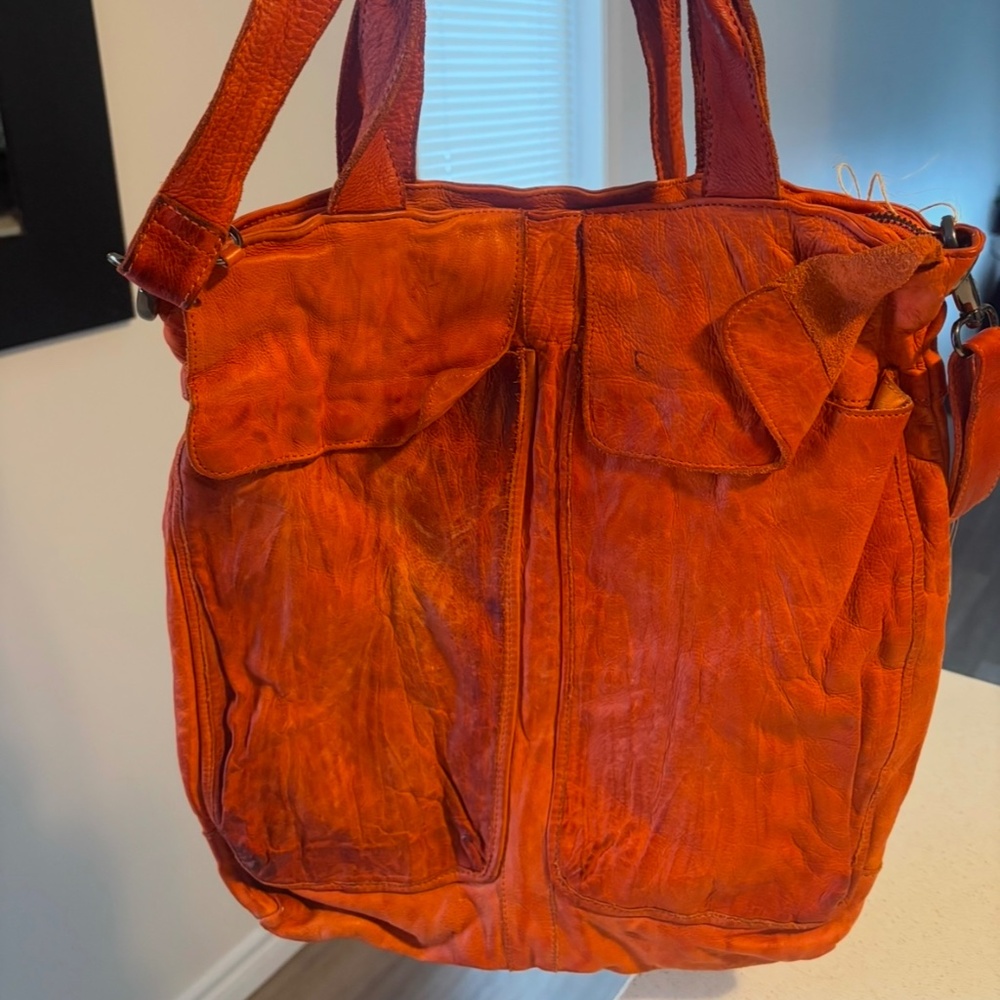 Latico Orange Leather Crossbody Bag